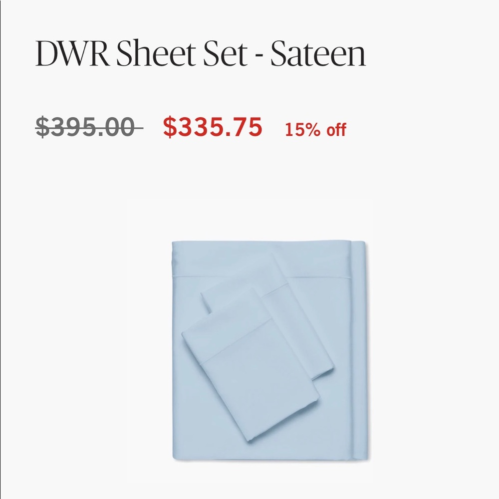 DWR Sheet Set - Sateen/ used few times great condition / light blue